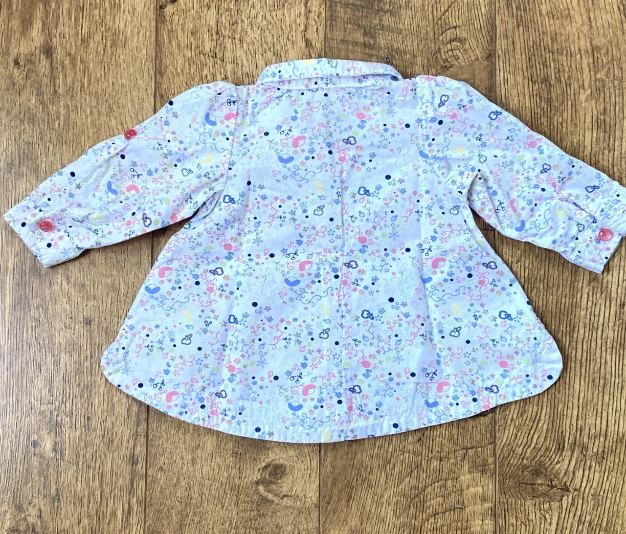 Tape À L'Oeil-jurk 9 maanden wit met veelkleurige print – 100% katoen – photo 6